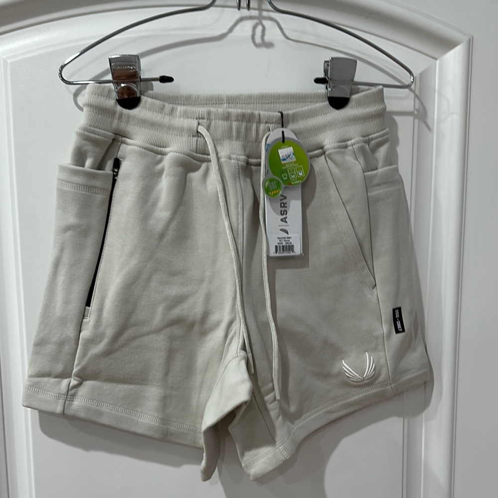 ASRV Cream Athletic Shorts with Relaxed Fit